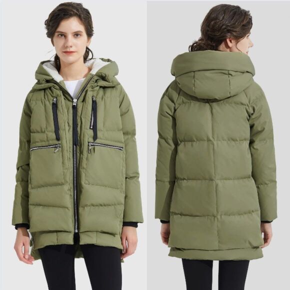 Jackets & Blazers - Orolay Zip Front Thickened Down Jacket in Green